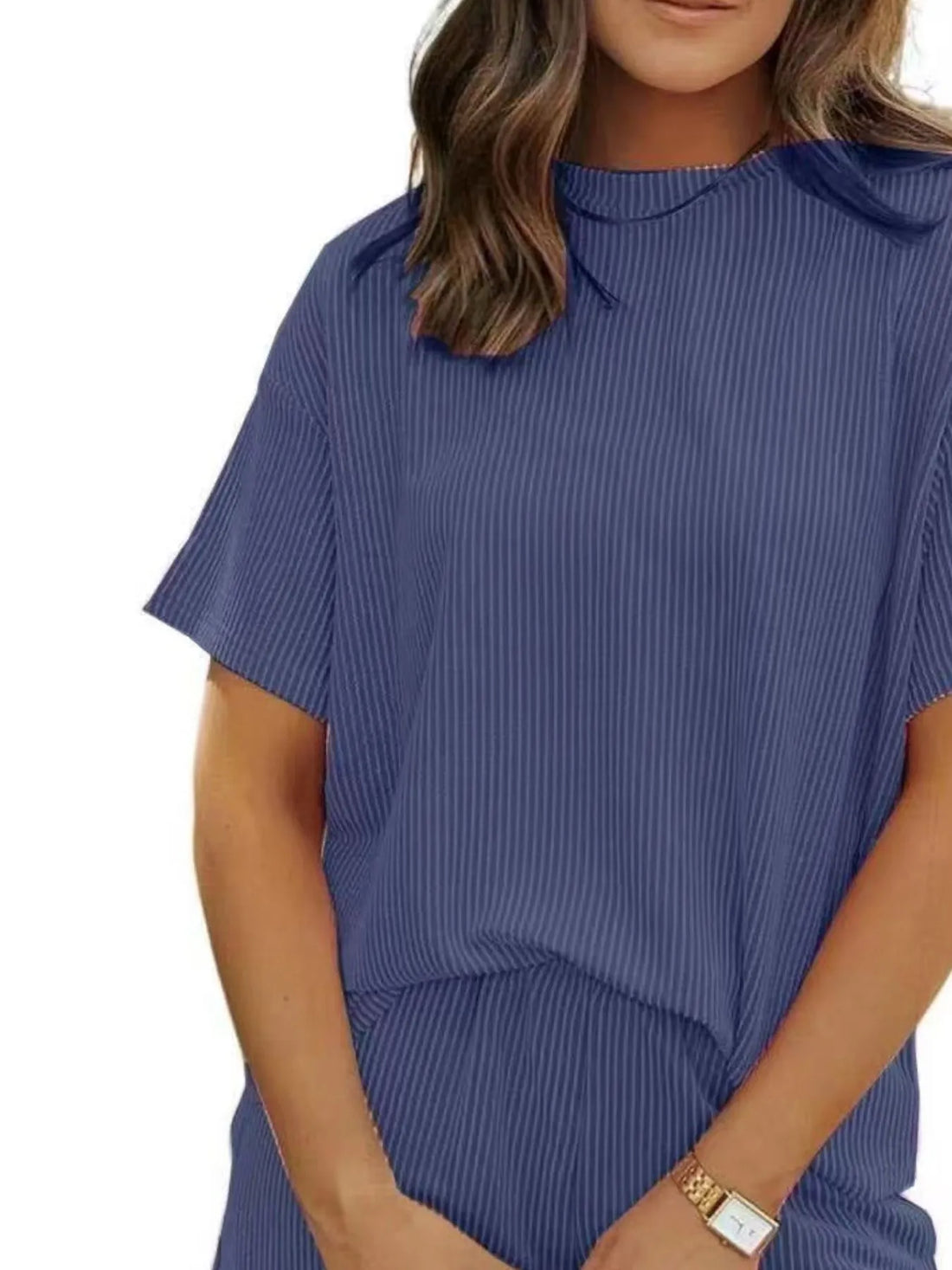Full Size Ribbed Short Sleeve Top and Shorts Two-Piece Set Plus Size Lingerie & Nightwear