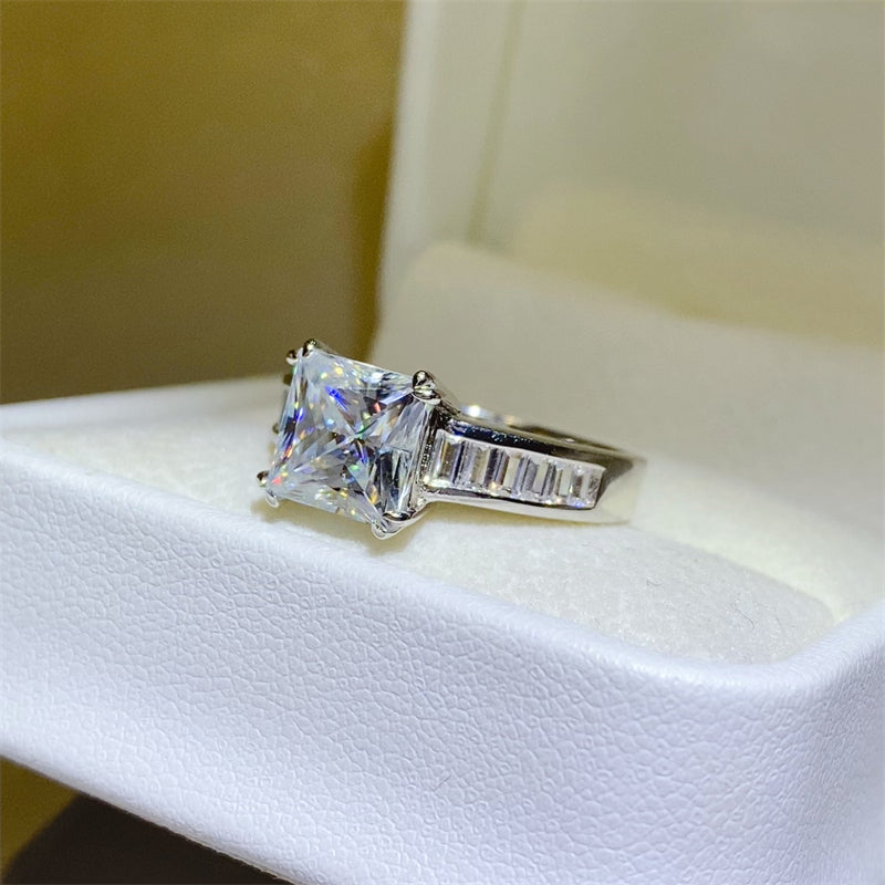 3 Carat Moissanite 925 Sterling Silver Square Shape Ring 