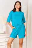Basic Bae Full Size Soft Rayon Half Sleeve Top and Shorts Set 