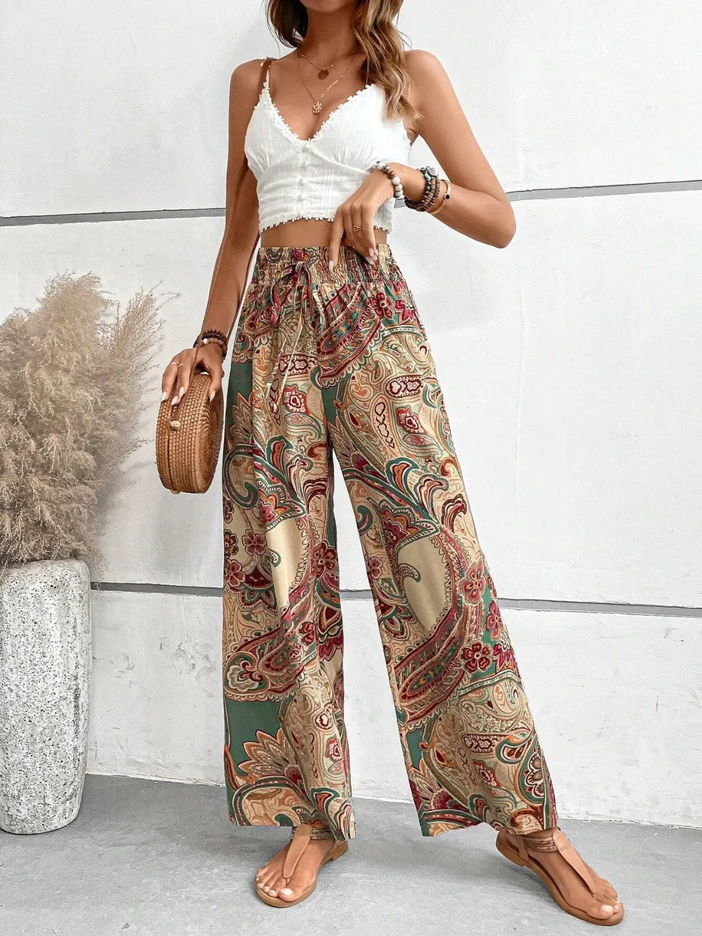 Printed Wide Leg Pants 