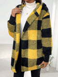 Plaid Long Sleeve Hooded Coat 