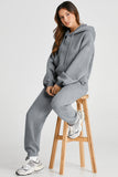 Dropped Shoulder Hooded Top and Pants Active Set 