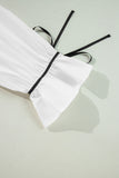 Ribbon Bowtie Collared Neck Flounce Sleeve Shirt 