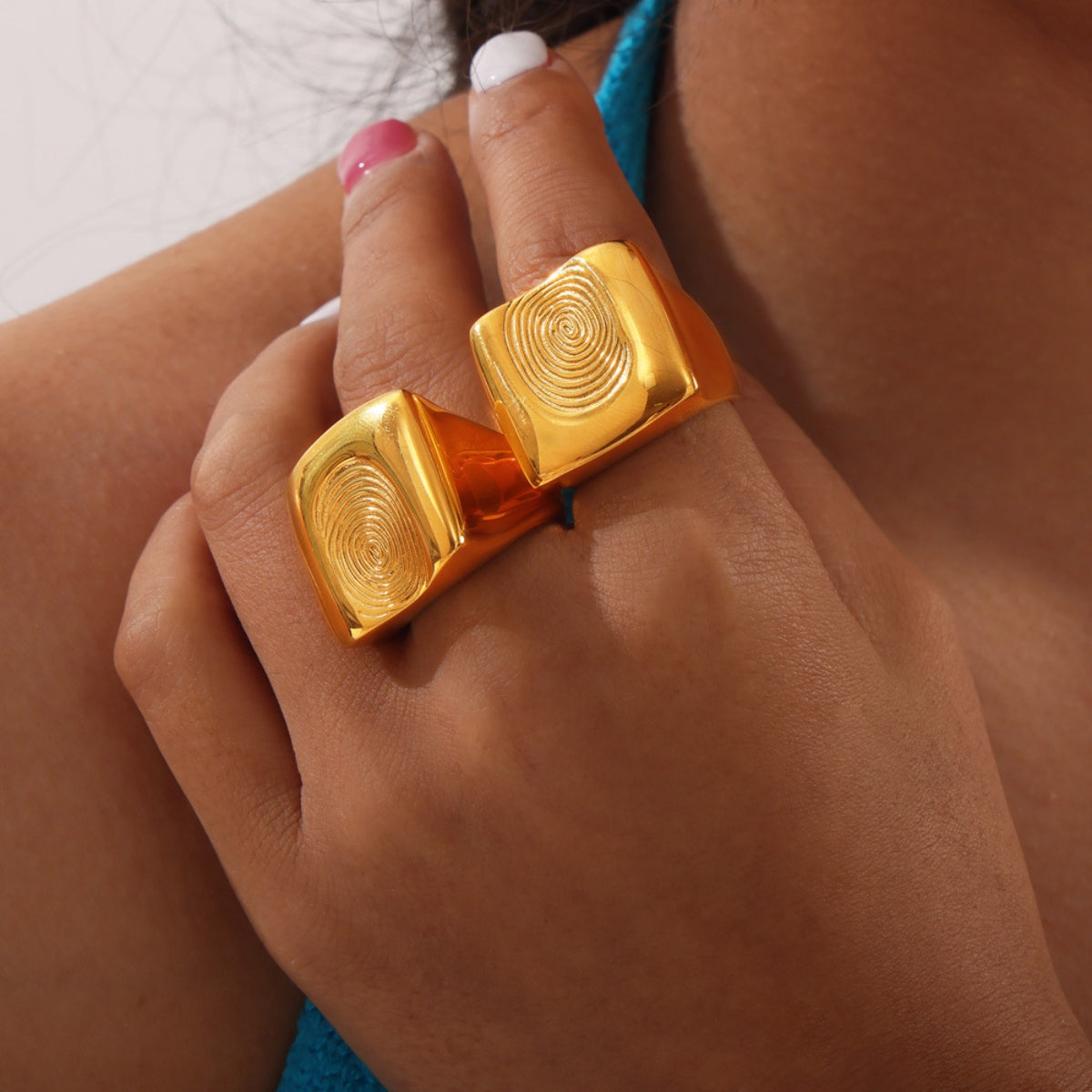 Titanium Steel Fingerprint Signet Ring 