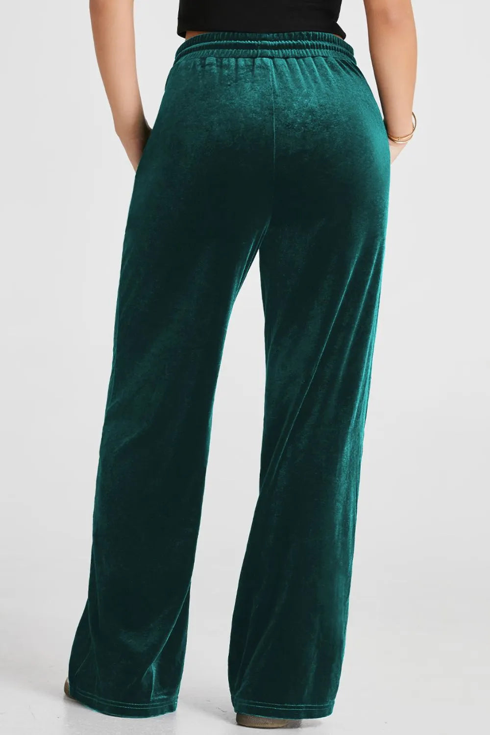 Drawstring Waist Wide Leg Active Pants 