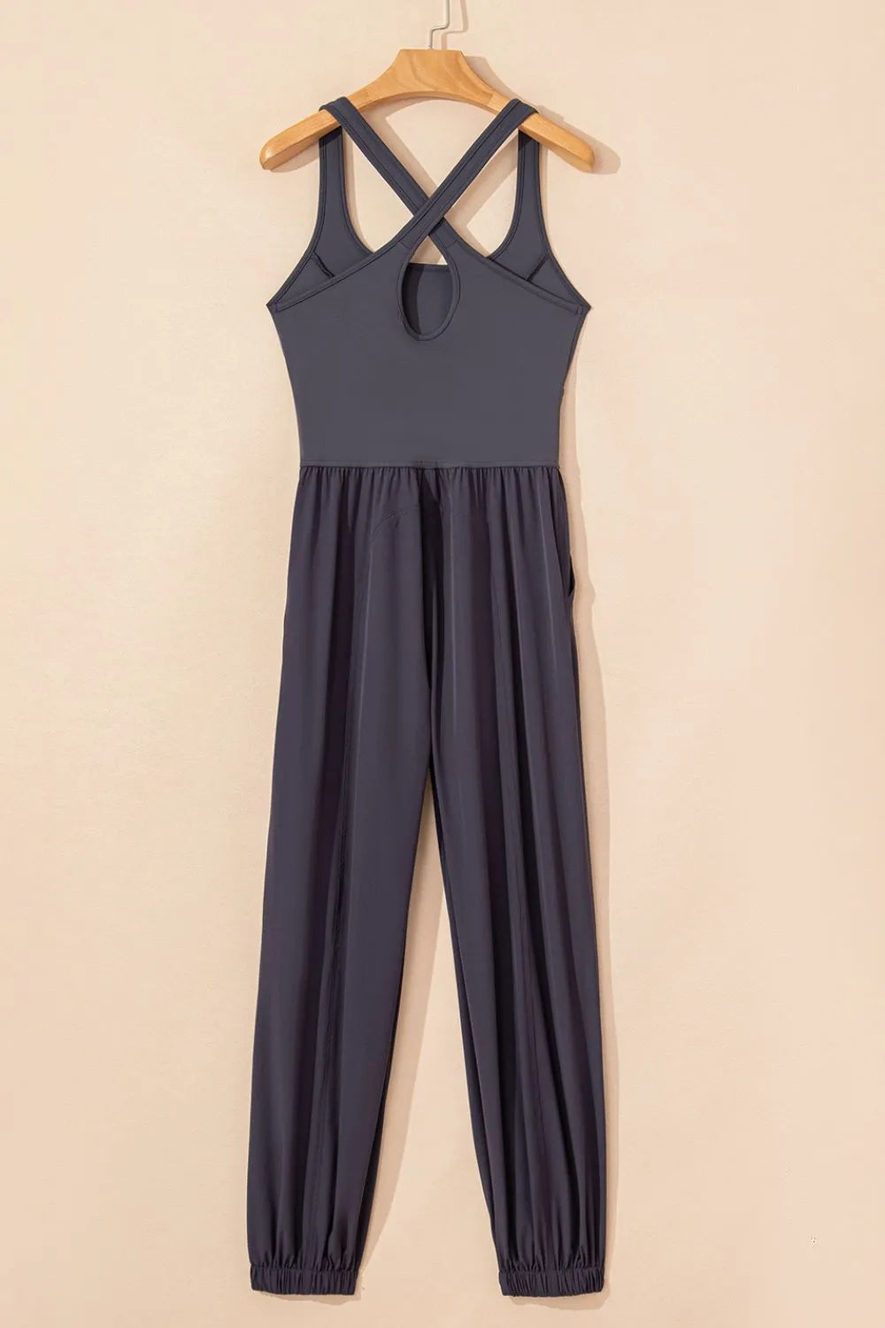 Cutout Square Neck Wide Strap Active Jumpsuit 