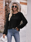 Mandy Long Flounce Sleeve Round Neck Blouse 