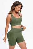 3 Piece Washed Square Neck Wide Strap Active Set 