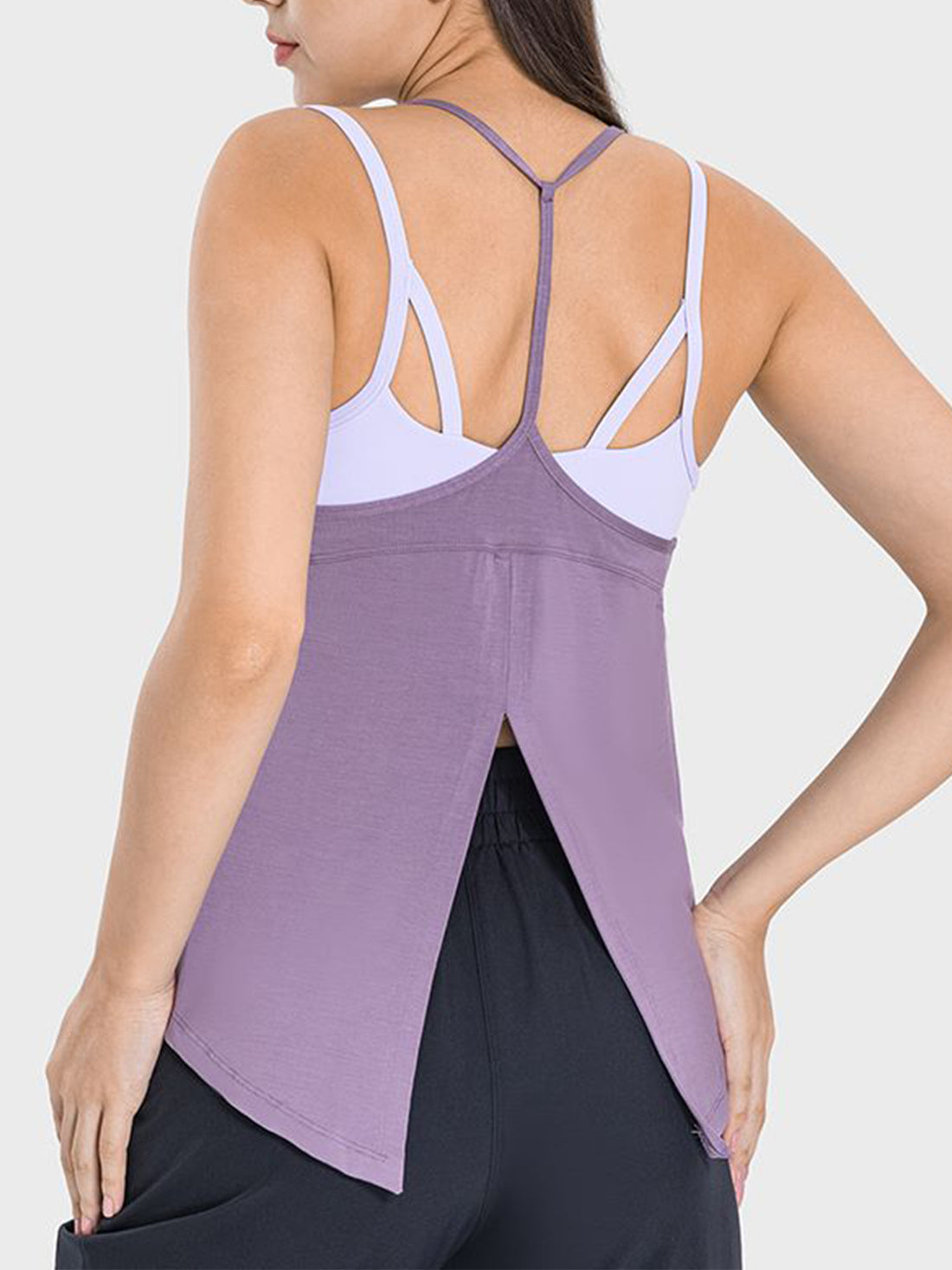Millennia Slit Spaghetti Strap Scoop Neck Active Cami 
