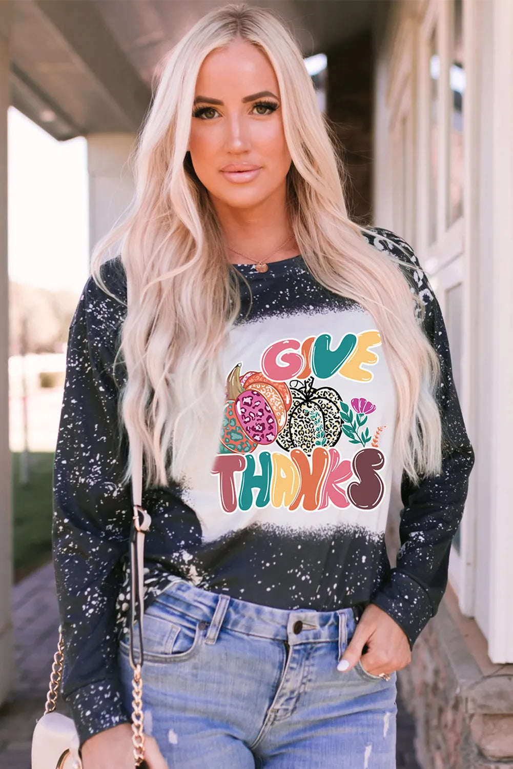 Pumpkin Graphic Round Neck Long Sleeve T-Shirt 