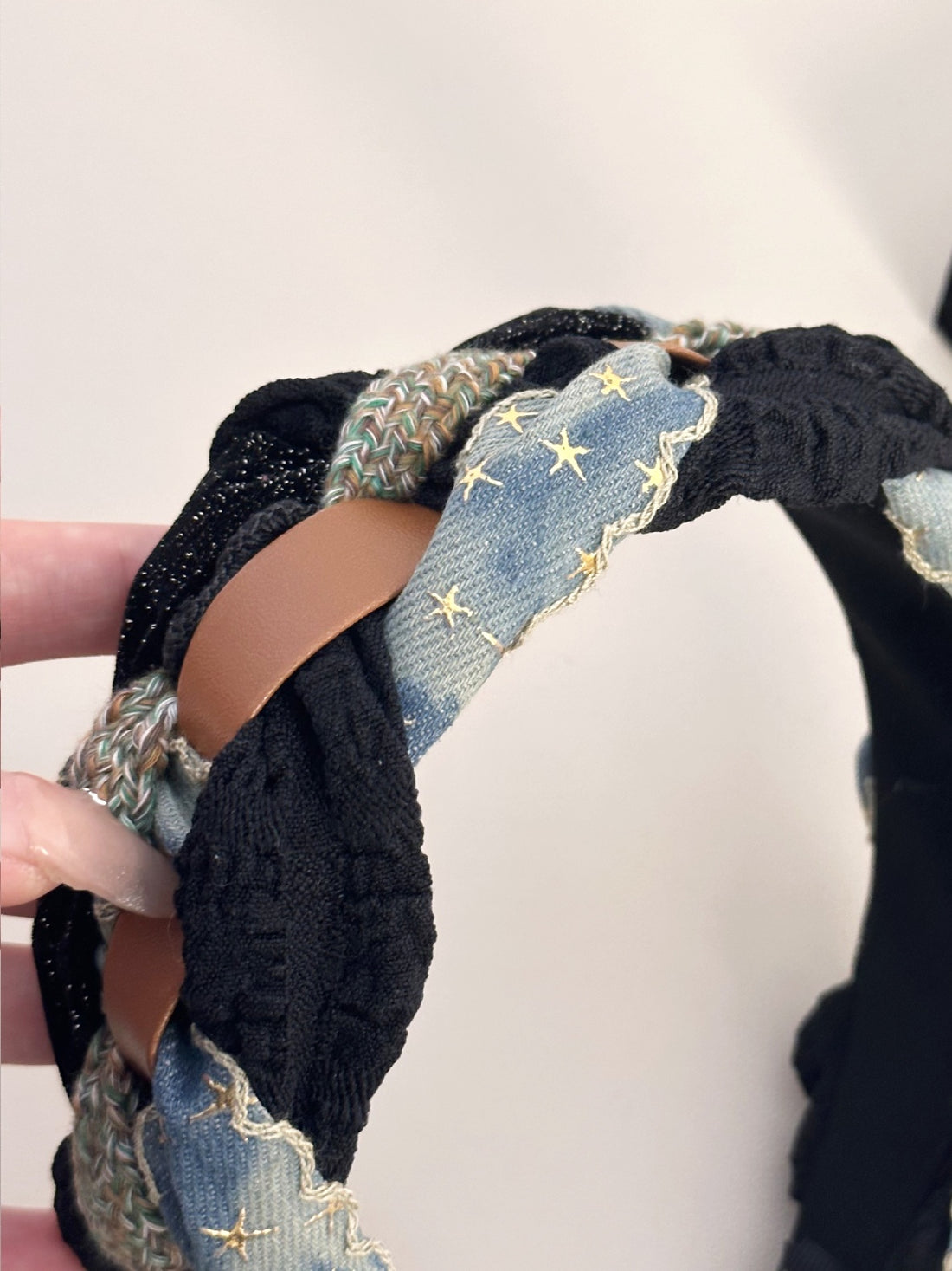 Denim Braided Wide Headband 
