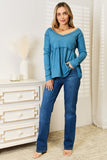 Jade By Jane Full Size Frill Trim Babydoll Blouse 