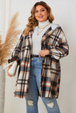 Honey Plus Size Plaid Drop Shoulder Hooded Coat 