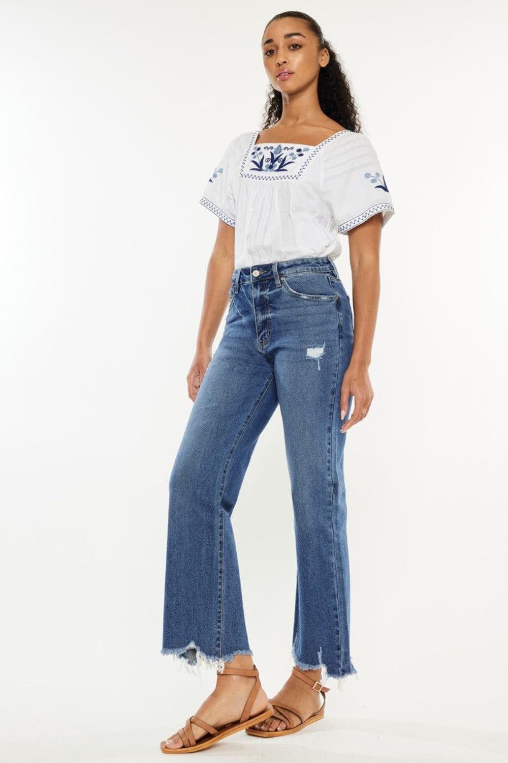Kancan Full Size High Rise Slim Wide Leg Jeans 