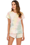 Tie-Dye Round Neck Short Sleeve Top and Shorts Lounge Set Lingerie & Nightwear