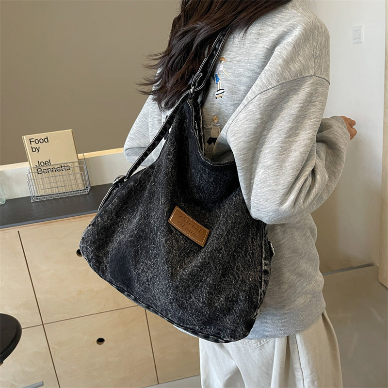 Adjustable Strap Denim Shoulder Bag 