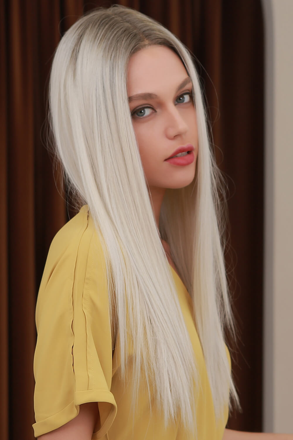 13*2" Lace Front Wigs Synthetic Long Straight 26" Heat Safe 150% Density 