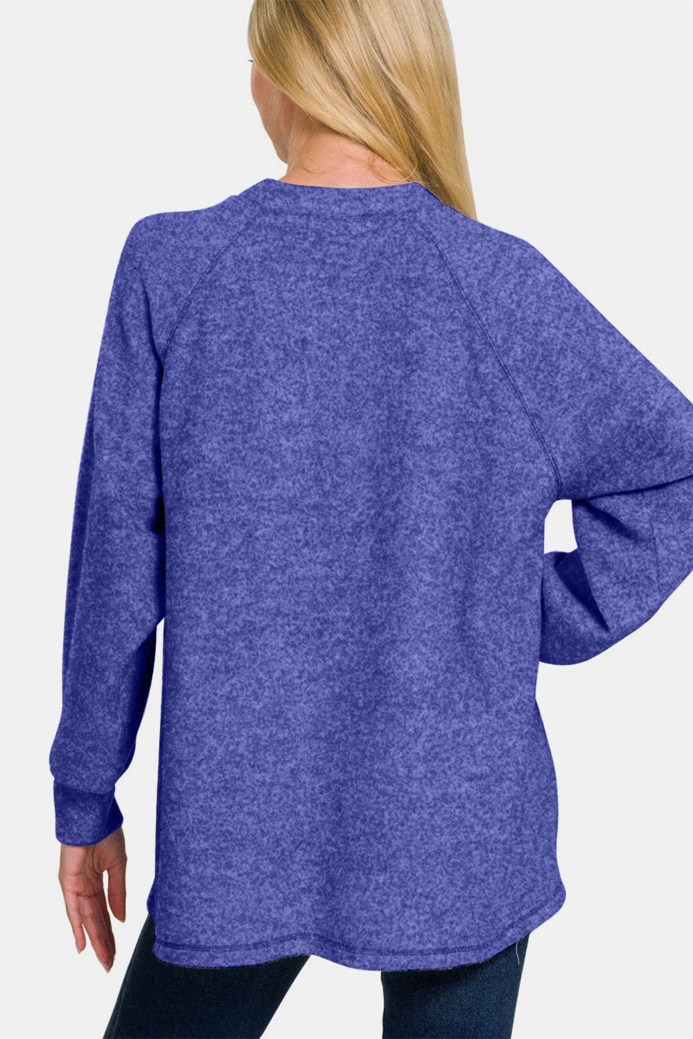 Zenana Full Size Brushed Melange Hacci High-Low Sweater 