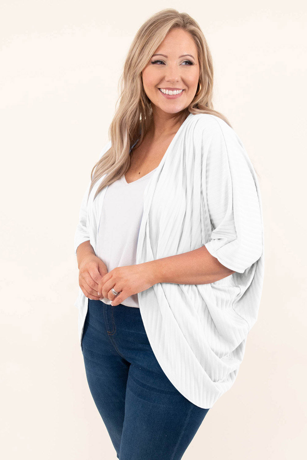 Plus Size Ribbed Cocoon Cover Up 