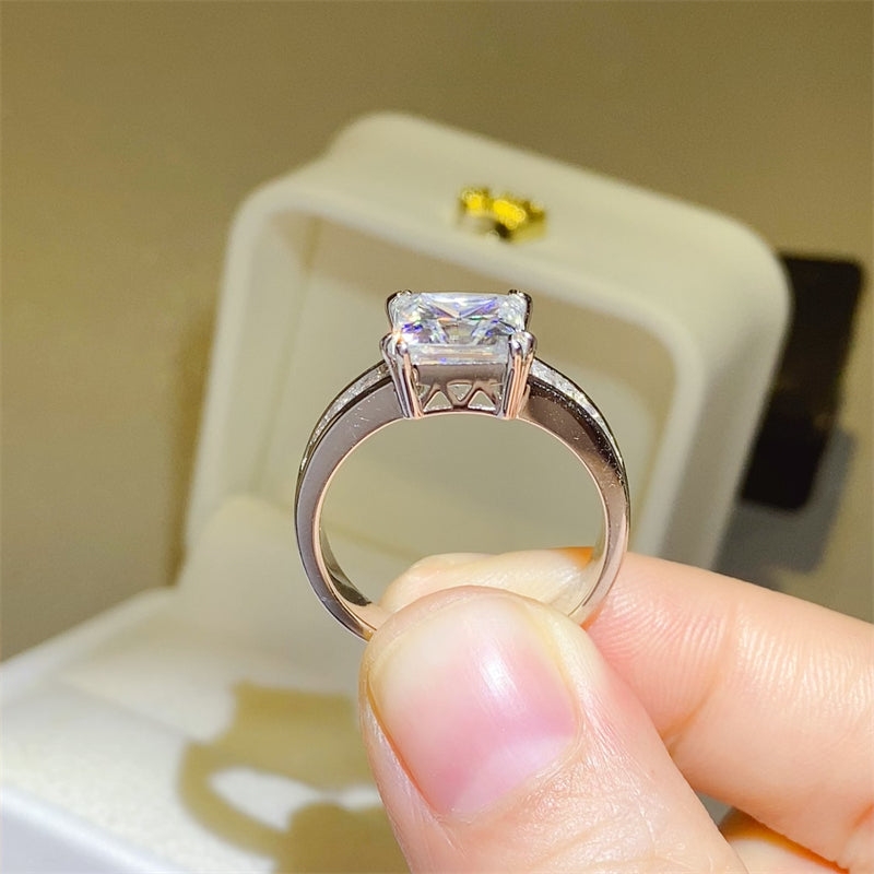 3 Carat Moissanite 925 Sterling Silver Square Shape Ring 
