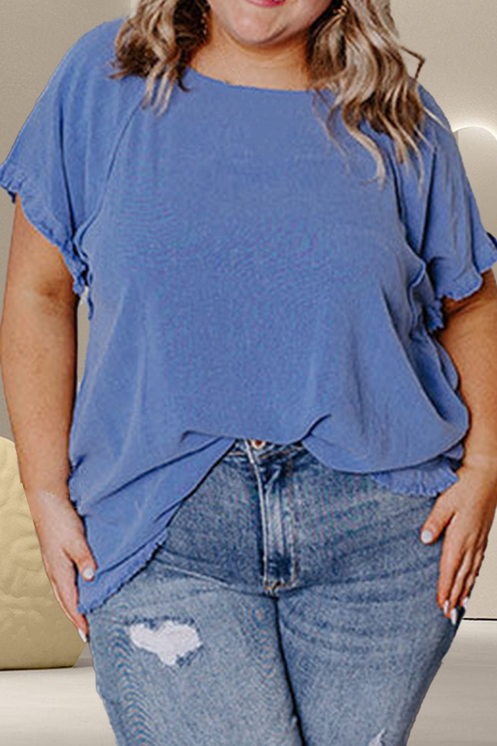 Plus Size Round Neck Half Sleeve Top 