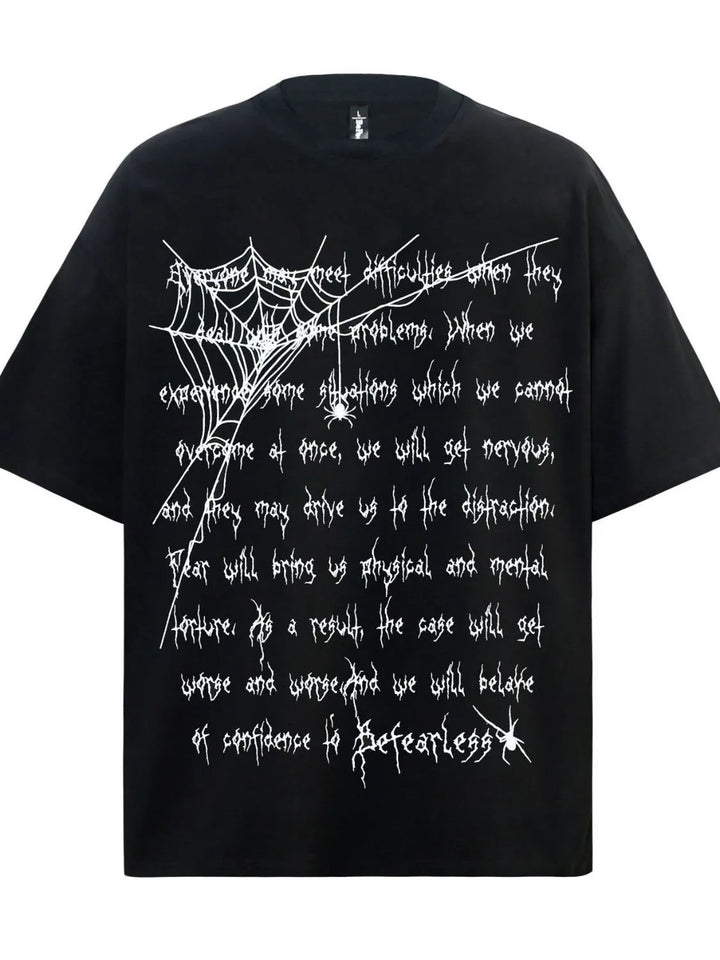 Men's Spider Web Letter Print Oversized T-Shirt 