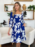 Double Take Full Size Floral Ruffle Hem Smocked Dress with Pockets 