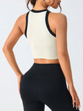 Contrast Trim Round Neck Active Tank 