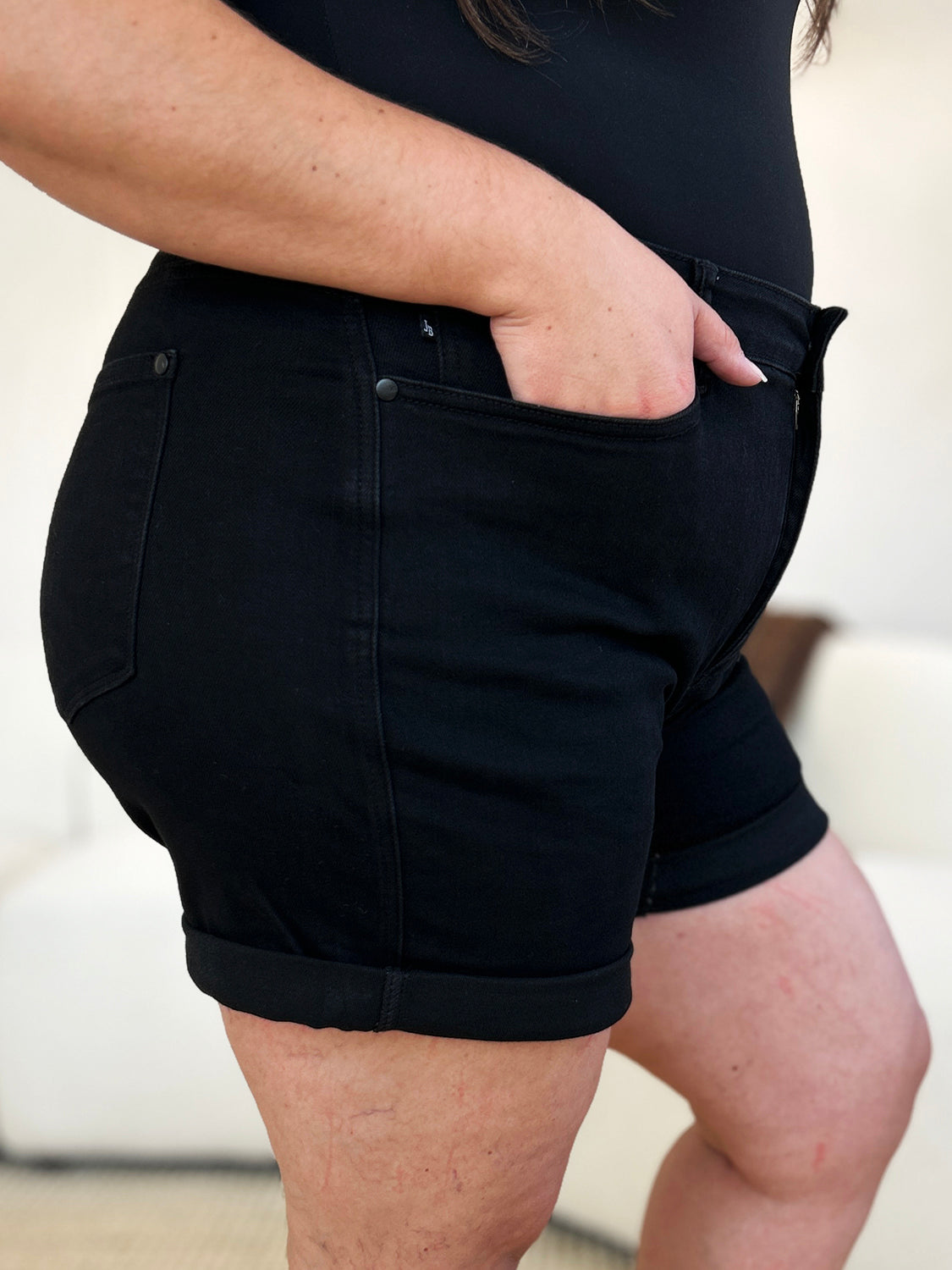 Judy Blue Full Size High Waist Tummy Control Cuffed Denim Shorts 