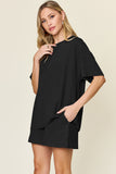 Double Take Basic style Round Neck Solid Set 