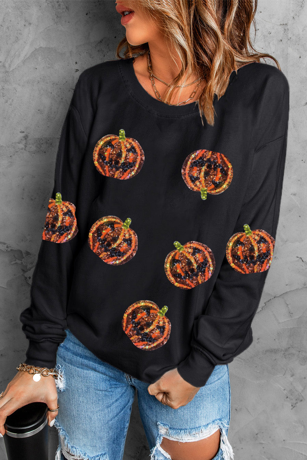Pumpkin Dropped Shoulder Sweatshirt 