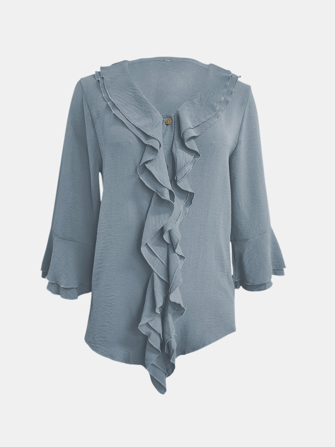 Full Size Ruffled V-Neck Flounce Sleeve Blouse 