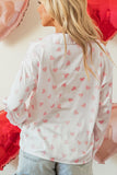 Heart Print Collared Neck Long Sleeve Shirt 