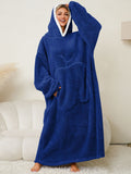 Pocketed Contrast Long Sleeve Hooded Lounge Dress 