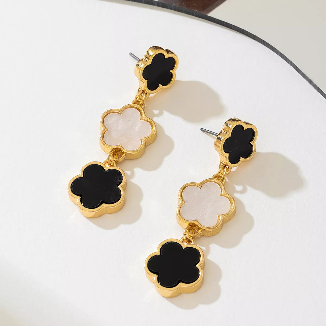 18K Gold-Plated Clover Drop Earrings 