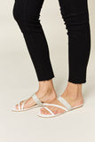 WILD DIVA Rhinestone Strappy Flat Sandals 