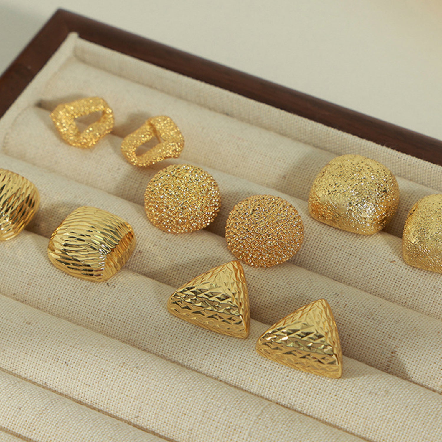 Gold-Plated Geometric Stud Earrings 