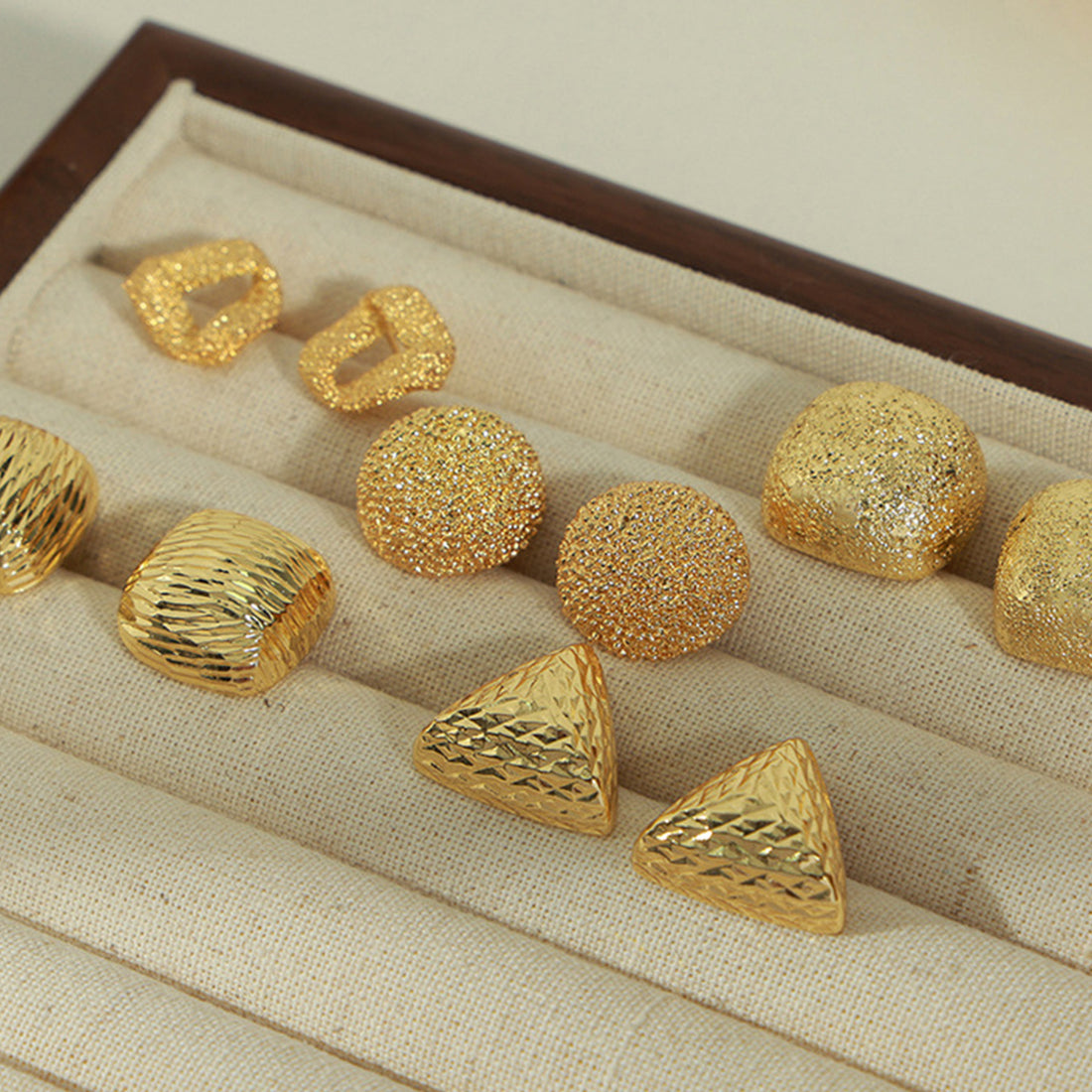 Gold-Plated Geometric Stud Earrings 