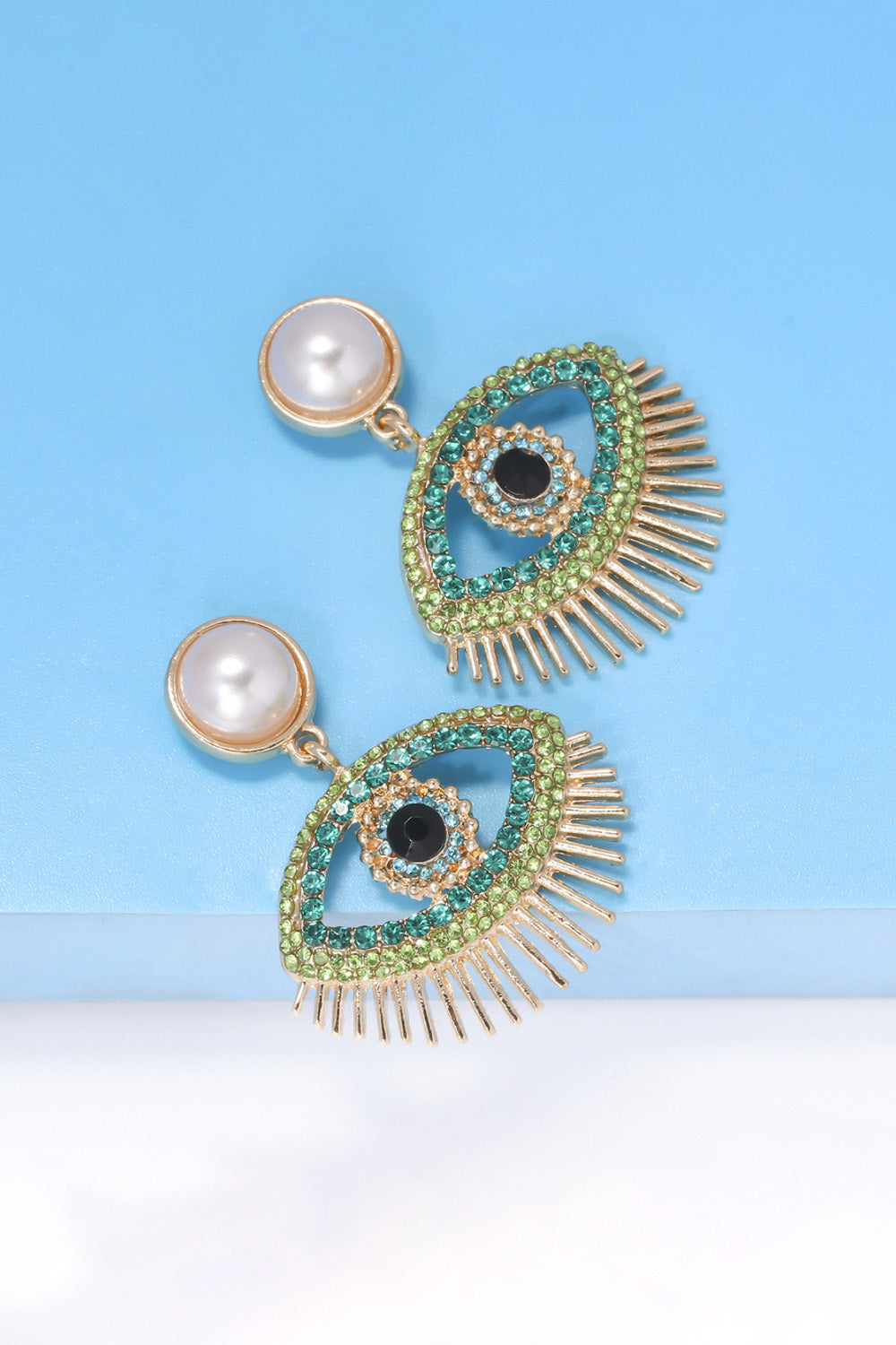Evil Eye Shape Rhinestone Zinc Alloy Synthetic Dangle Earrings 