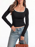 Scoop Neck Long Sleeve T-Shirt 