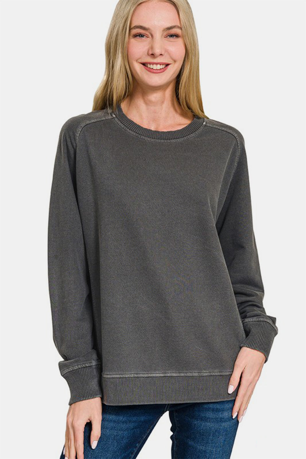 Zenana Full Size Pigment Dyed French Terry Sweatshirt 