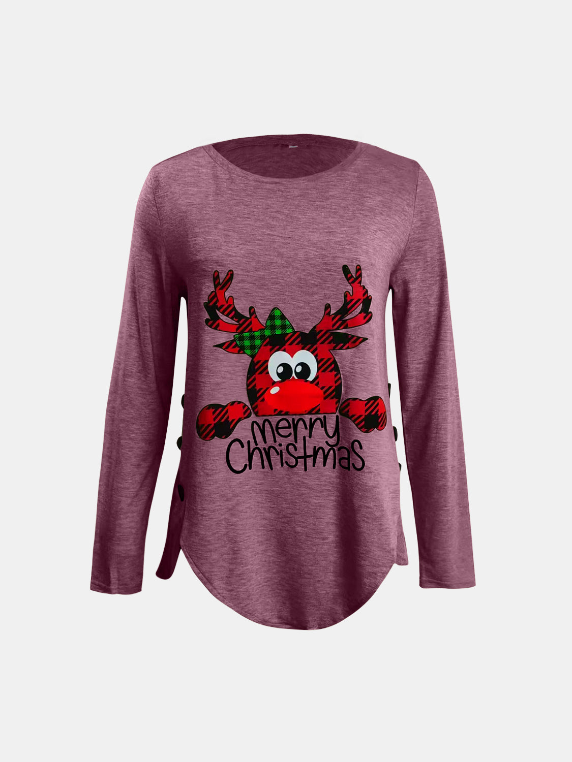 Full Size Reindeer Round Neck Long Sleeve T-Shirt 