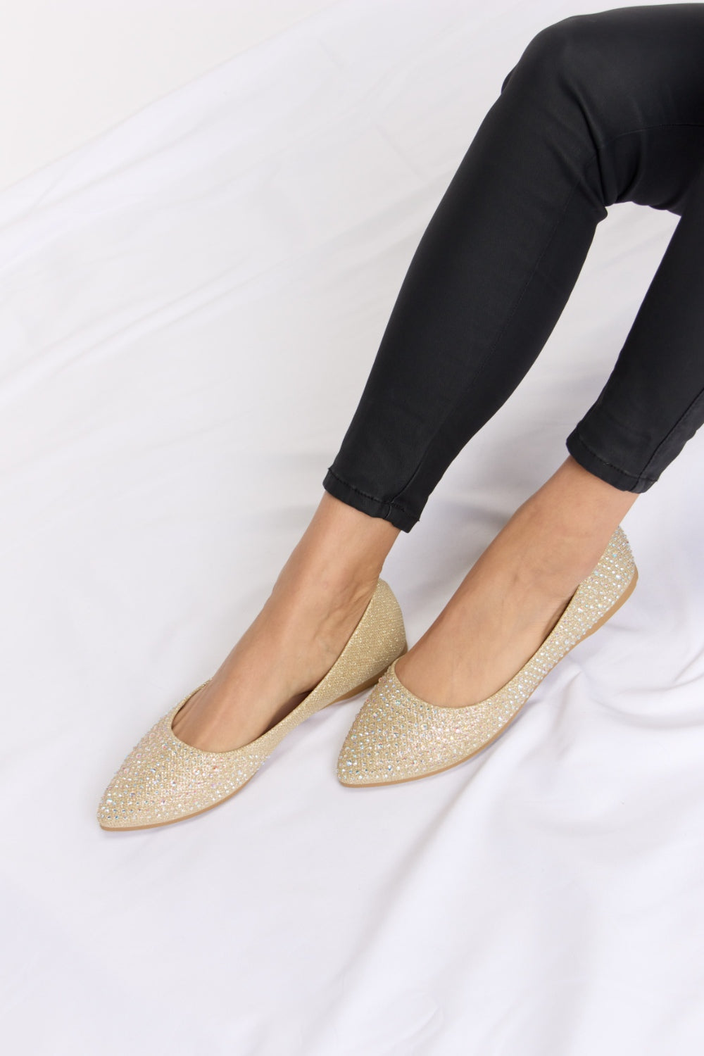 Forever Link Rhinestone Point Toe Flat Slip-Ons 