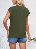 Lovelet Textured Round Neck Cap Sleeve Blouse 