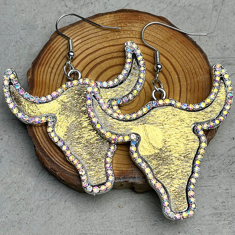 Rhinestone Bull Earrings 