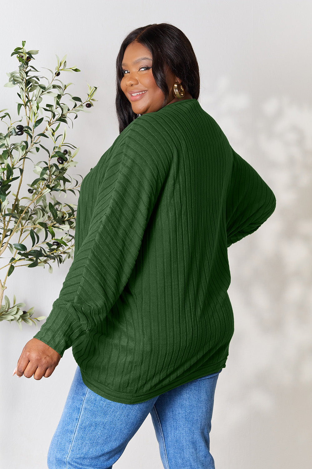 Basic Bae Full Size Ribbed Cocoon Cardigan 