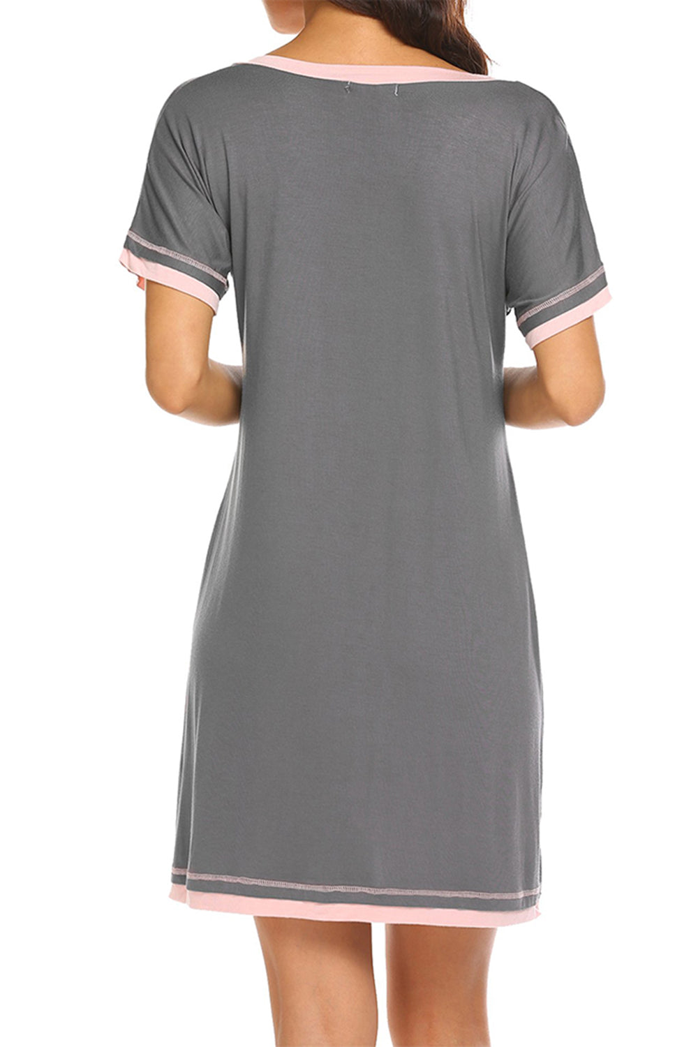 Contrast Trim Short Sleeve Lounge Dress 