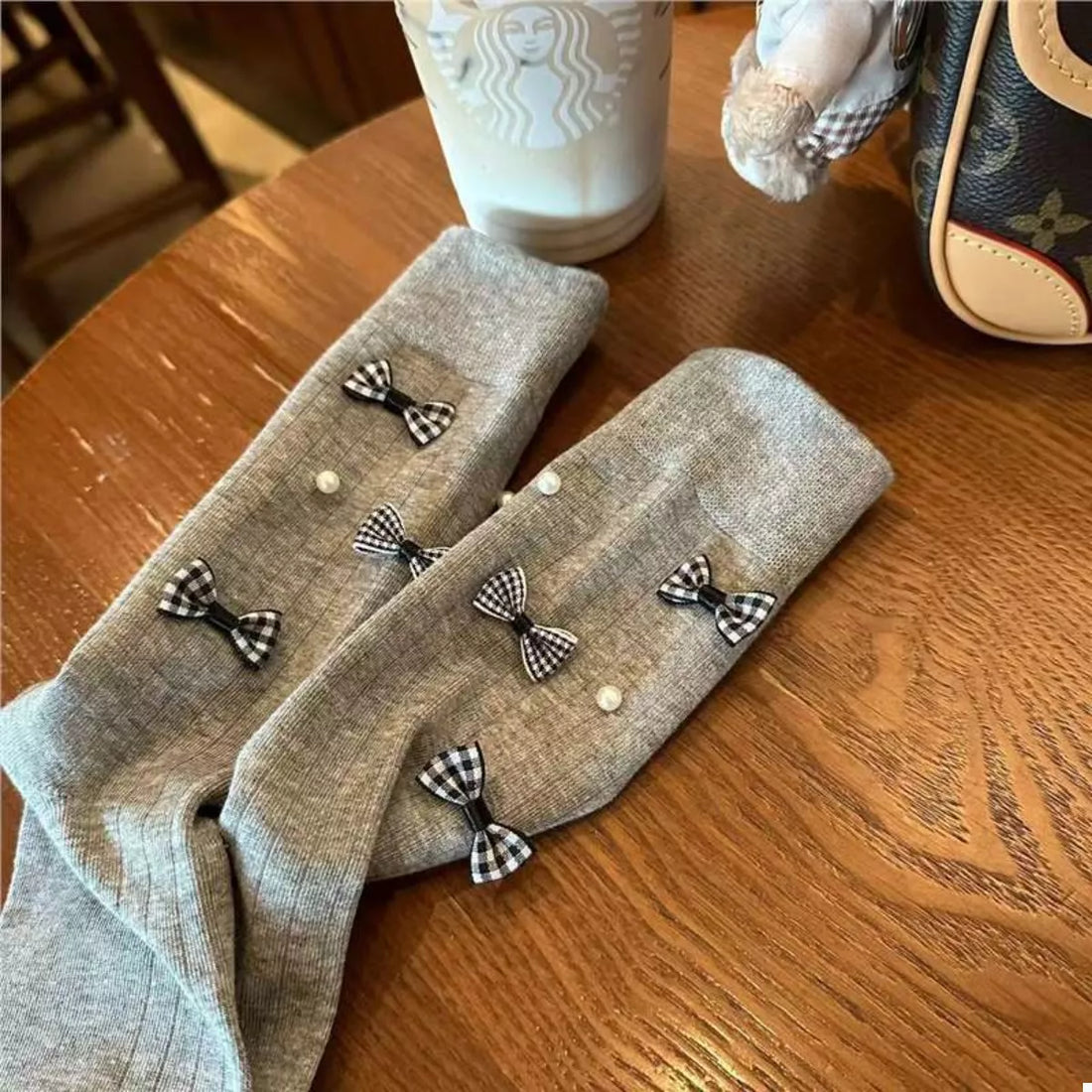 Pearl Detail Bow Crew Socks Lingerie & Nightwear