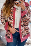 Geometric Button Up Corduroy Trim Jacket 