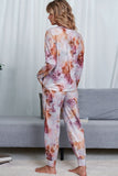 Shiny Tie-Dye Crewneck Top and Drawstring Waist Joggers Lounge Set Lingerie & Nightwear